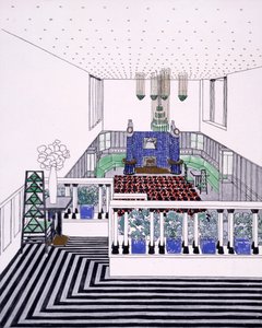 Grande salle de réception avec balcon dans le style Sécession viennoise - Leopold Bauer